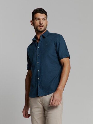 No Excess Regular fit Overhemd in Blauw: voorkant