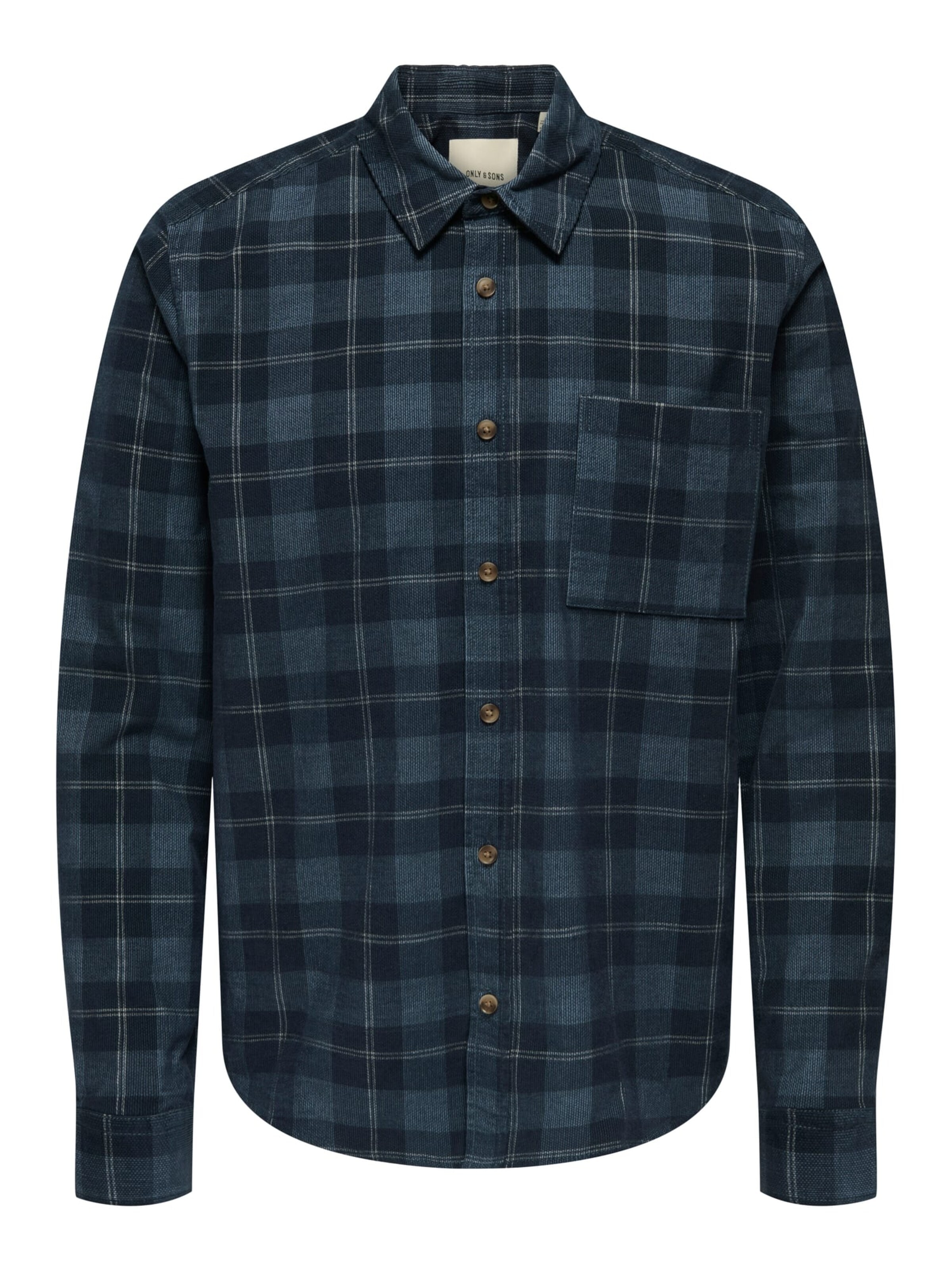 Only & Sons Comfort fit Button Up Shirt 'William' in Blue: front
