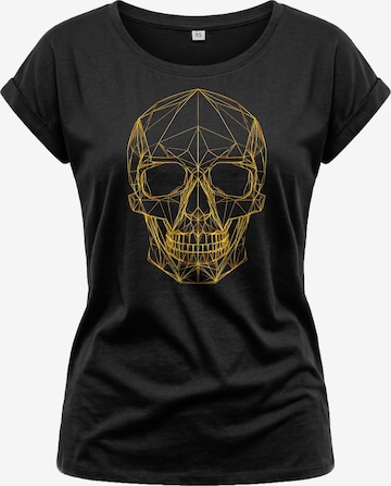 MAKAYA Shirt 'Line Skull' in Black: front