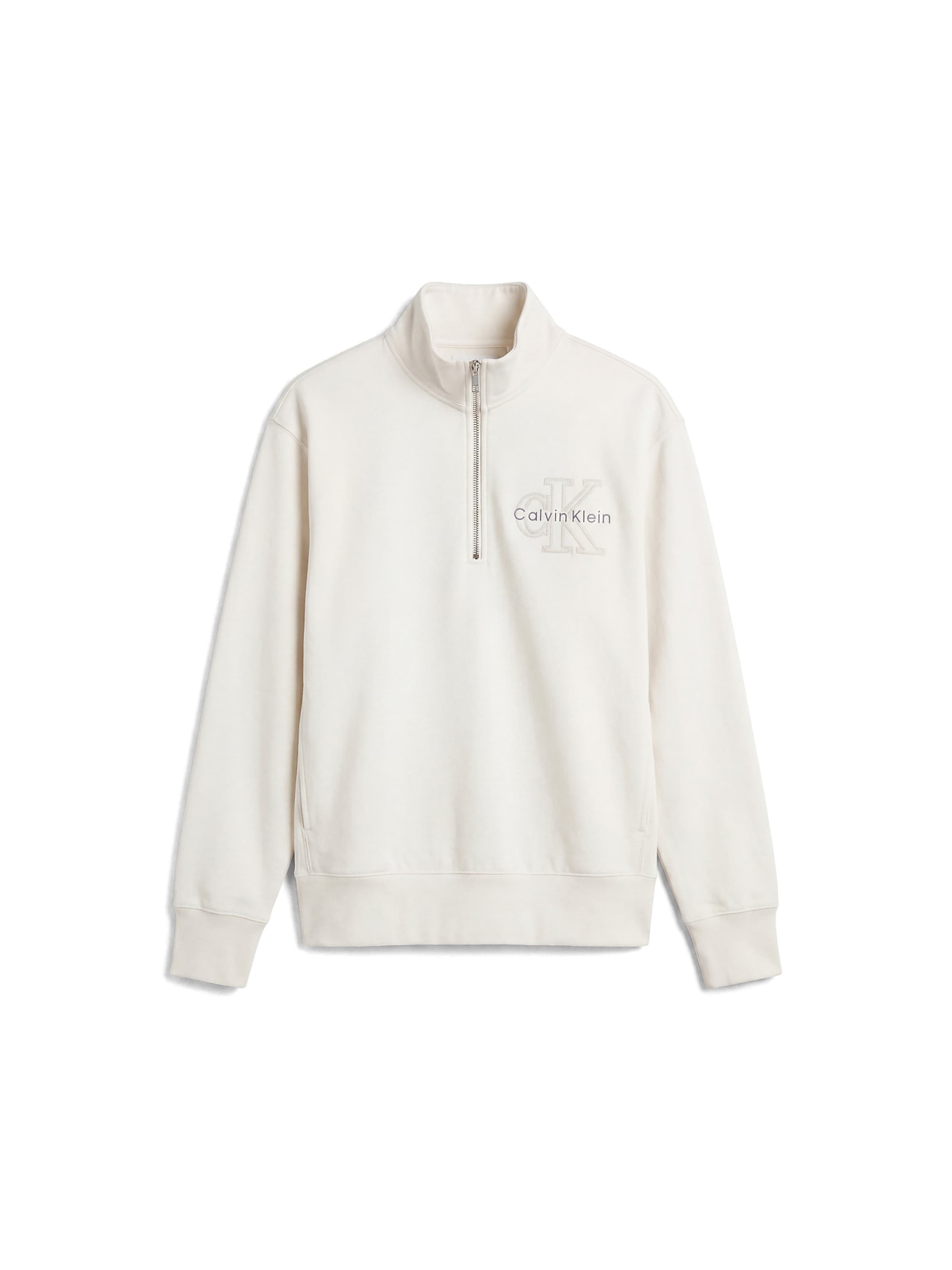 Sweat-shirt Calvin Klein Jeans en beige : devant