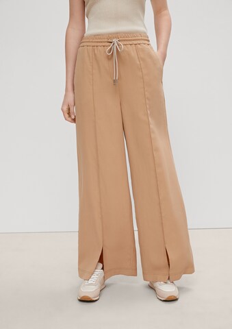 Wide Leg Pantalon comma casual identity en marron : devant