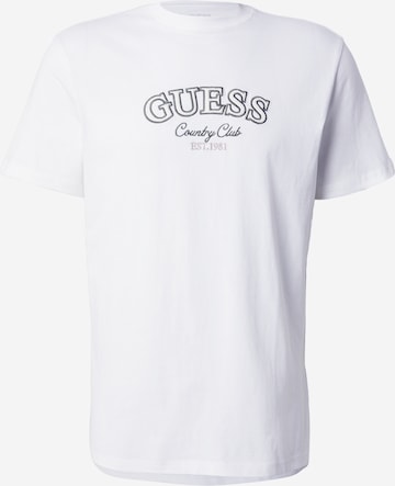 Tricou 'COUNTRY CLUB' de la GUESS pe alb: față