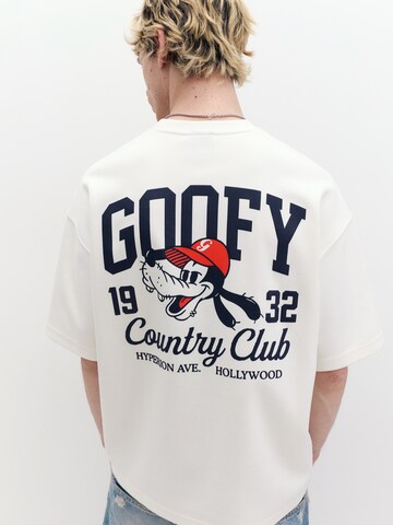 Pull&Bear Shirt 'GOOFY' in Wit: voorkant