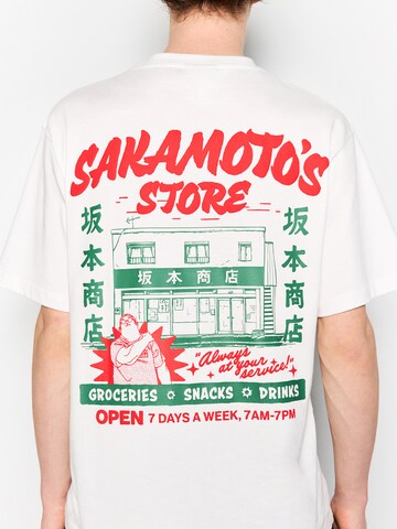 T-Shirt 'Sakamoto' Pull&Bear en blanc