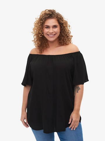 Camicia da donna 'Bella' di Zizzi in nero: frontale