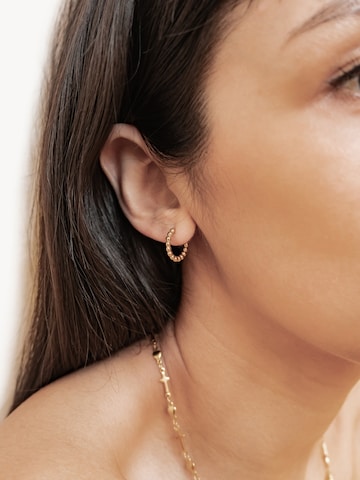 Boucles d'oreilles 'Medium Beaded Hoop' Hey Happiness en or