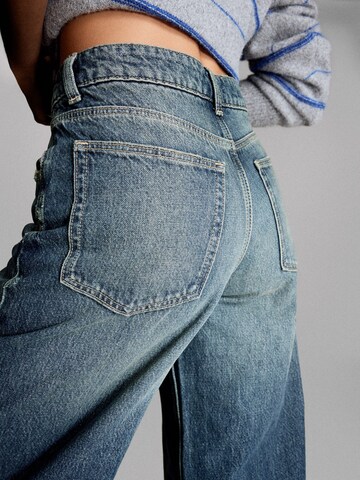 Bershka Wide leg Jeans in Blue: back