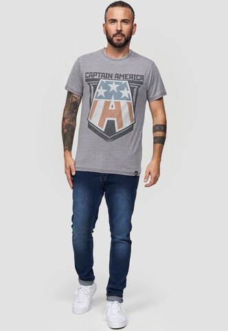 Recovered Shirt 'Marvel Captain America Badge' in Grijs