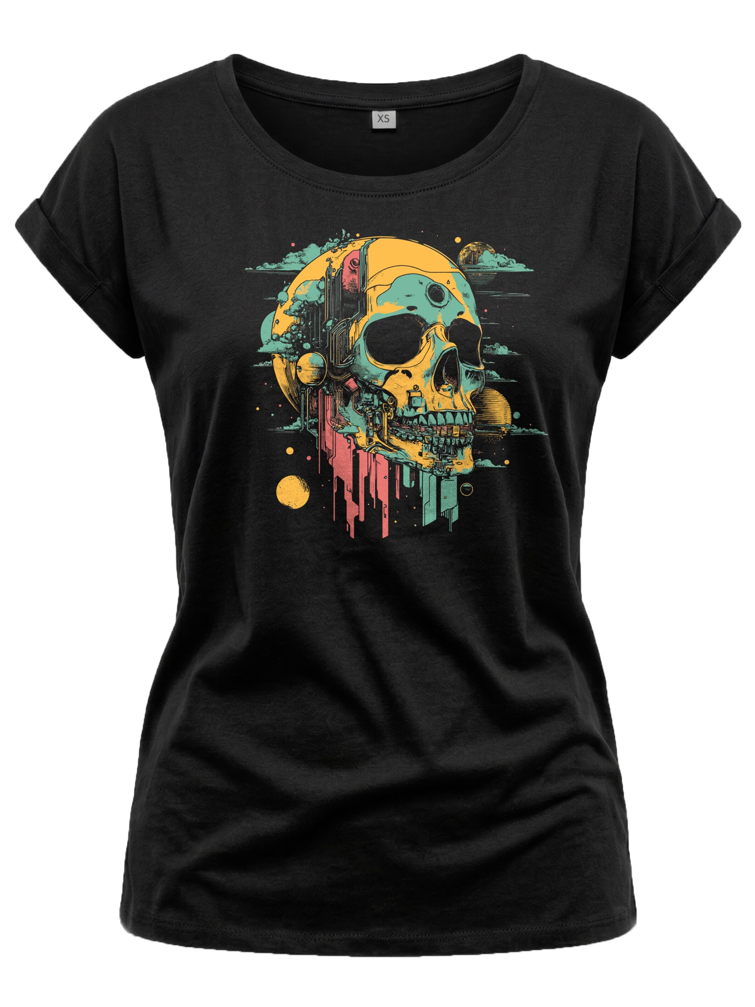 MAKAYA Shirt 'Head Shot Skull' in Black: front