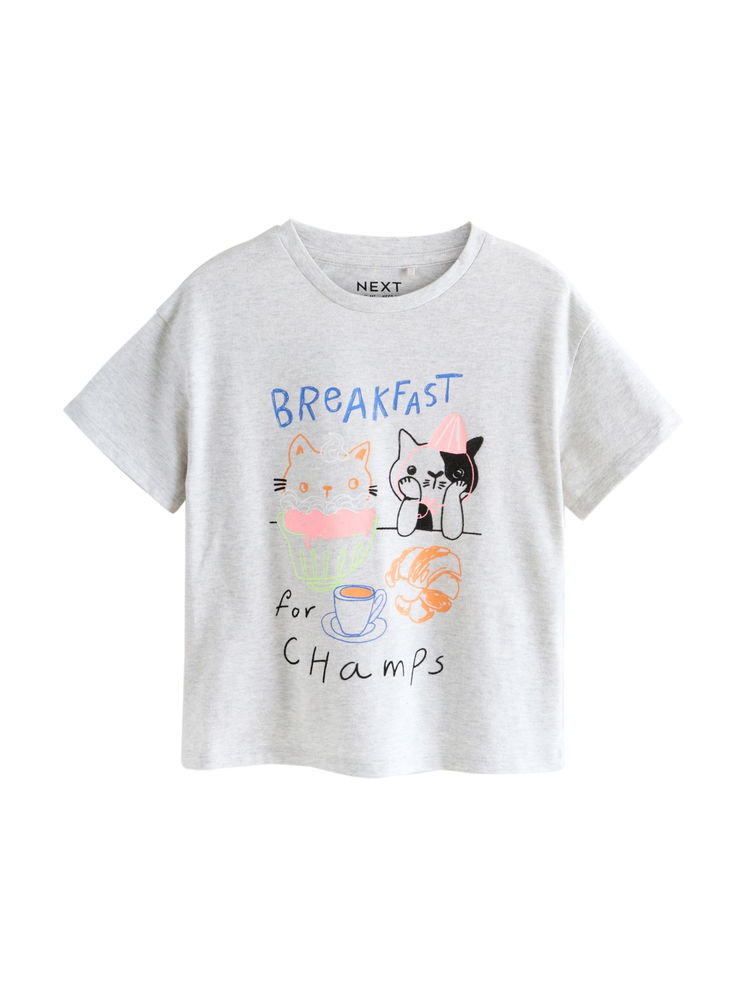 Next T-shirt i grå: framsida