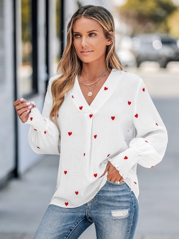 Cupshe - Blusa 'Embroidered Heart' em branco