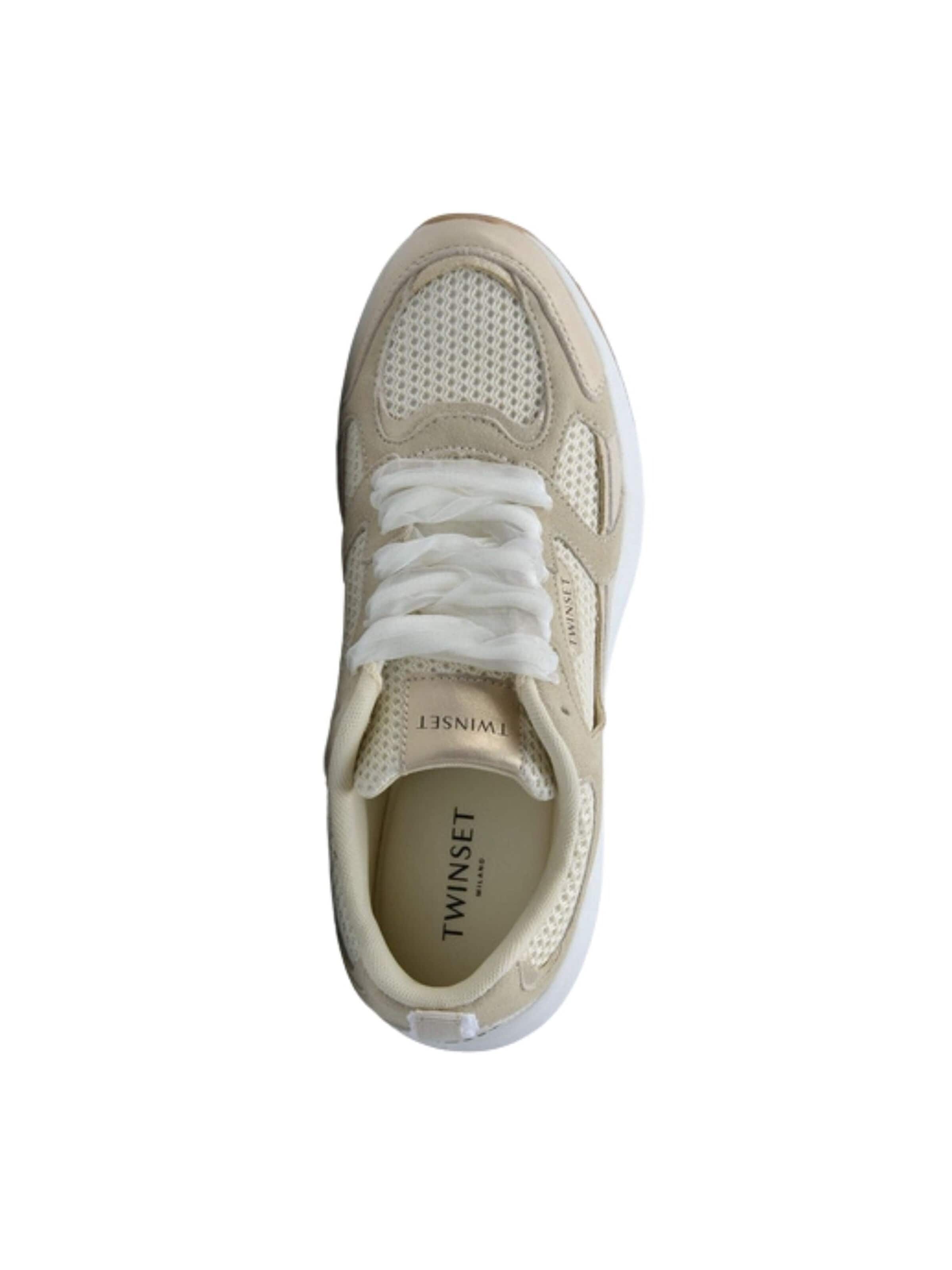 Twinset Platform trainers 'Leather and mesh platform sneakers' in White