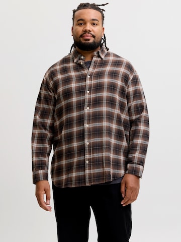 Jack & Jones Plus Comfort Fit Риза 'JJEFIELD' в черно: отпред