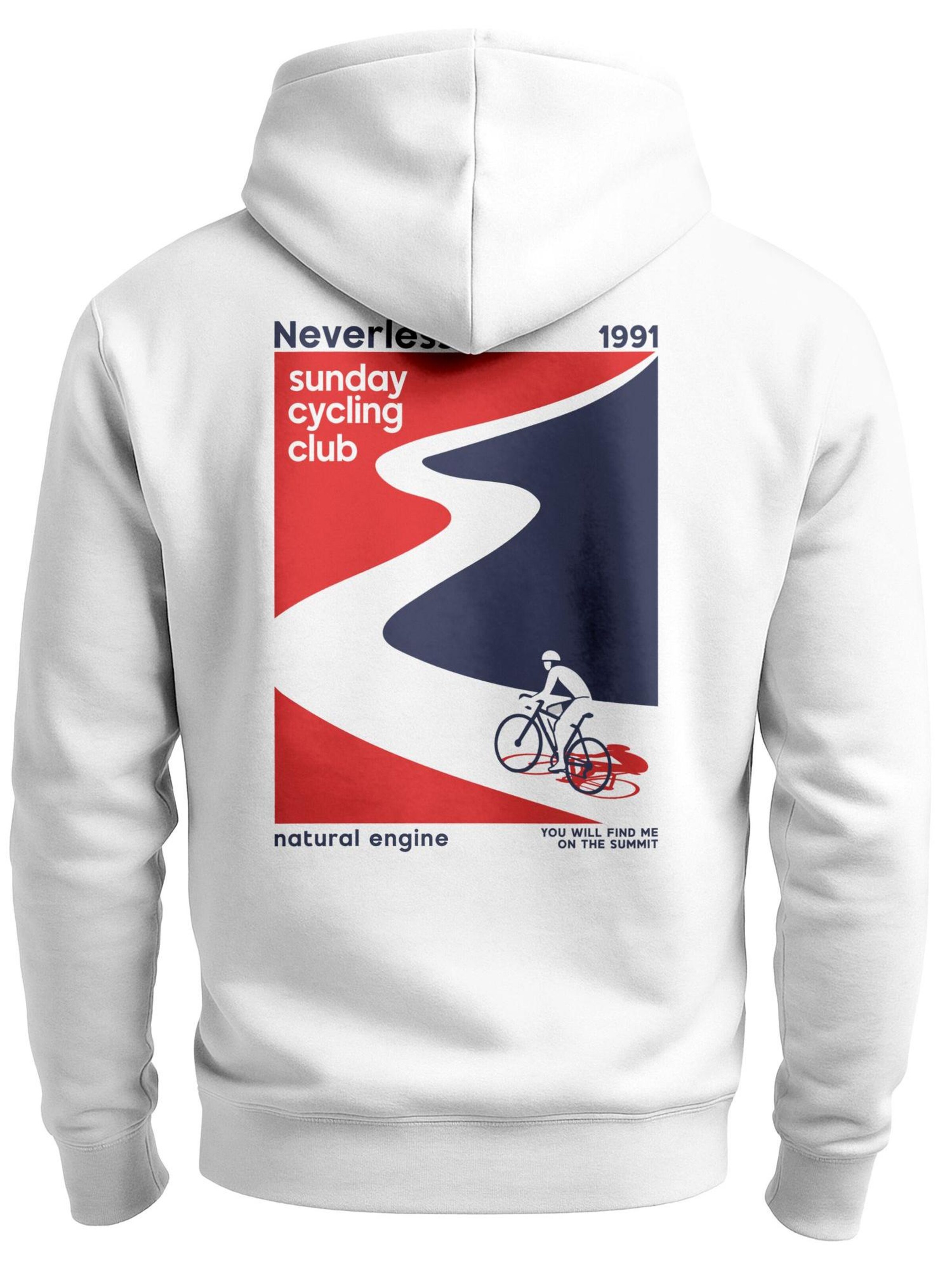 Neverless Zip-Up Hoodie 'Sunday Cycling Club' in White