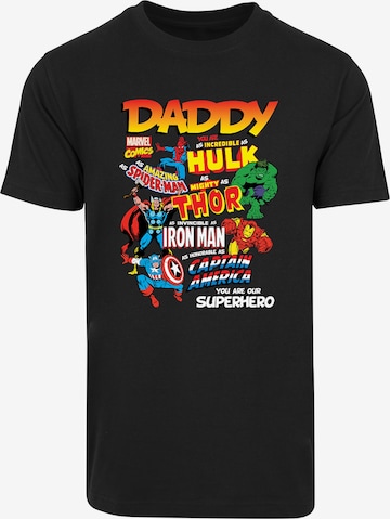 F4NT4STIC Shirt 'Marvel Comics Our Dad Superhero' in Zwart: voorkant