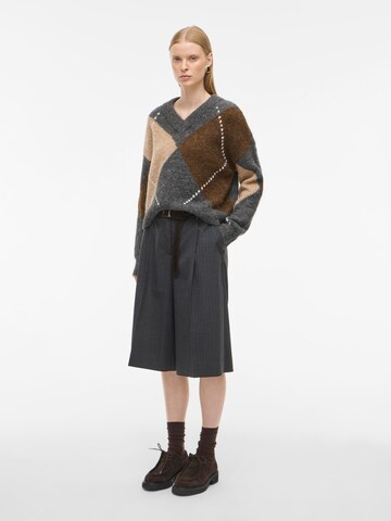 ROUGE EDIT Wide Leg Bukser med fals i grå