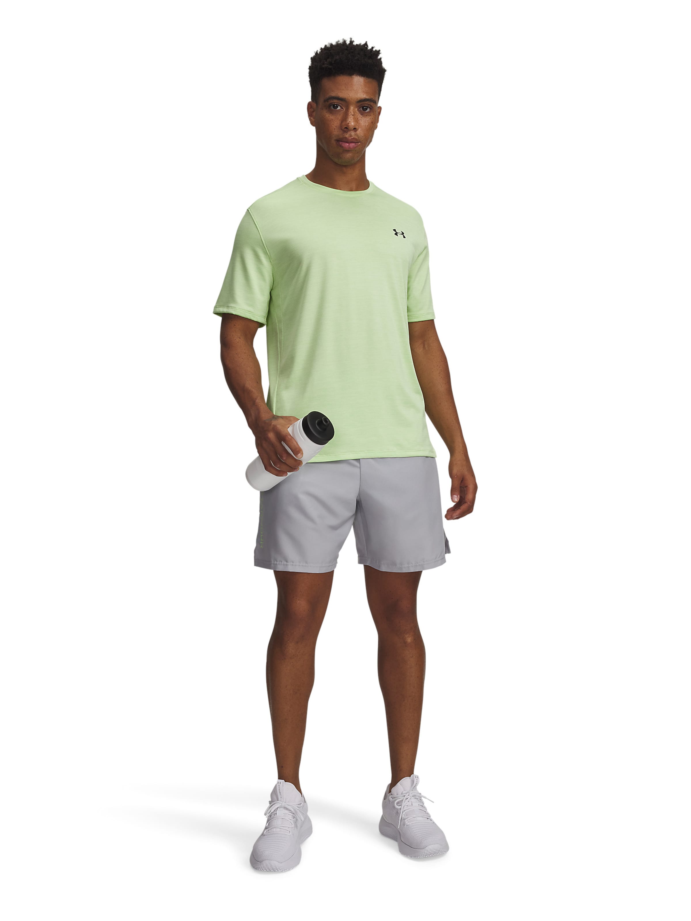 UNDER ARMOUR Workout Pants 'Tech Woven Wordmark' in Grey: front