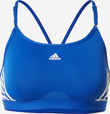 Bustieră Sutien sport 'Aeroreact Light-Support 3-Stripes' de la ADIDAS SPORTSWEAR pe albastru: față