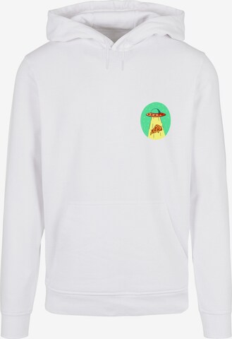 Mister Tee Sweatshirt 'Ufo Pizza' in Wit: voorkant