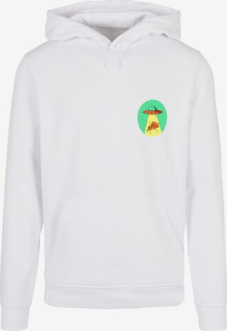 Sweat-shirt 'Ufo Pizza' Mister Tee en blanc : devant