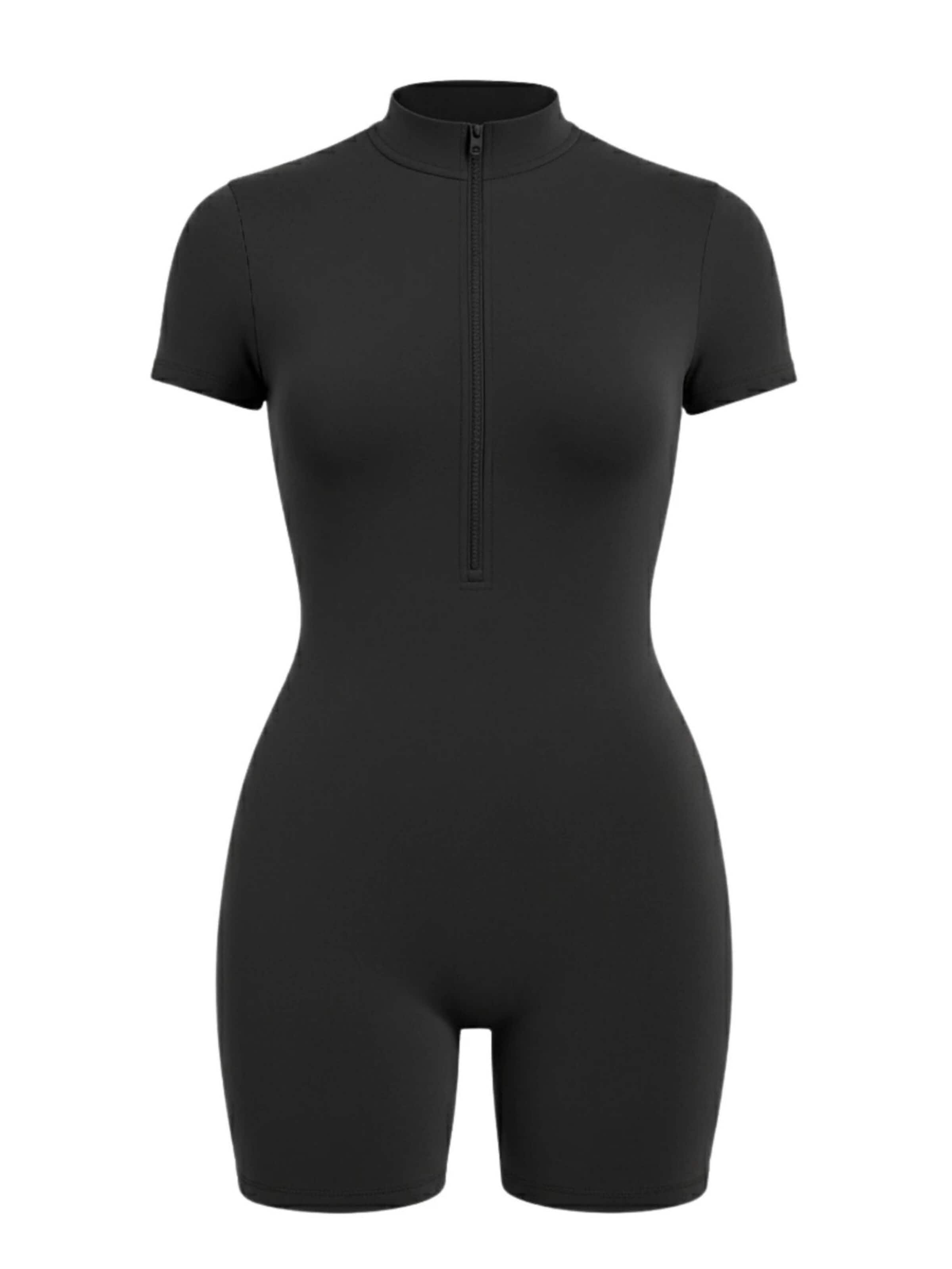 FemmeTone Athletic Bodysuit in Black: front