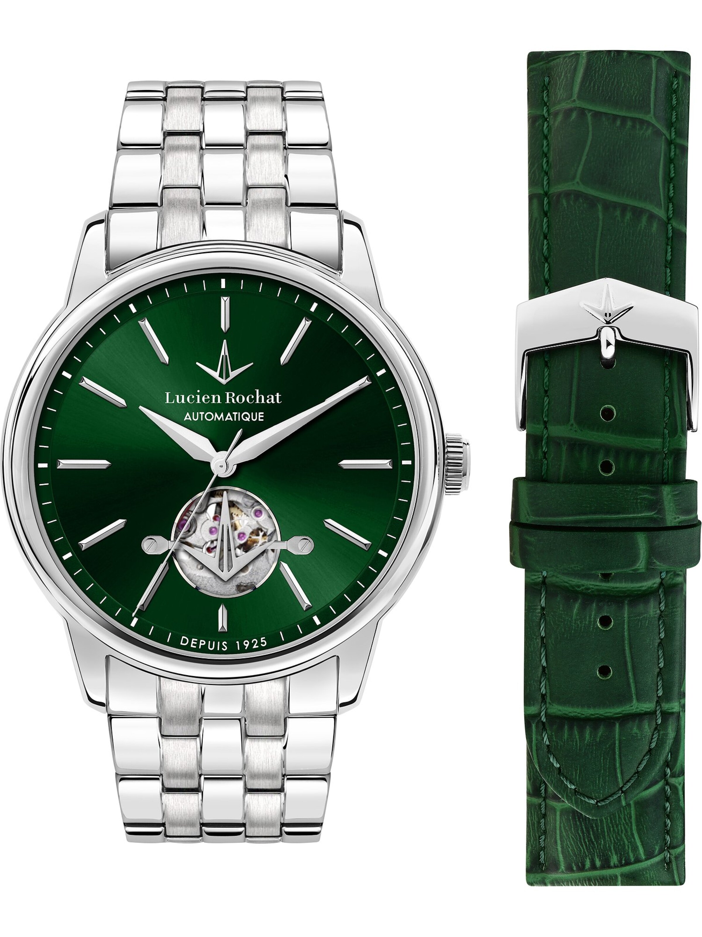 Lucien Rochat Analoguhr in Grün: Vorderseite