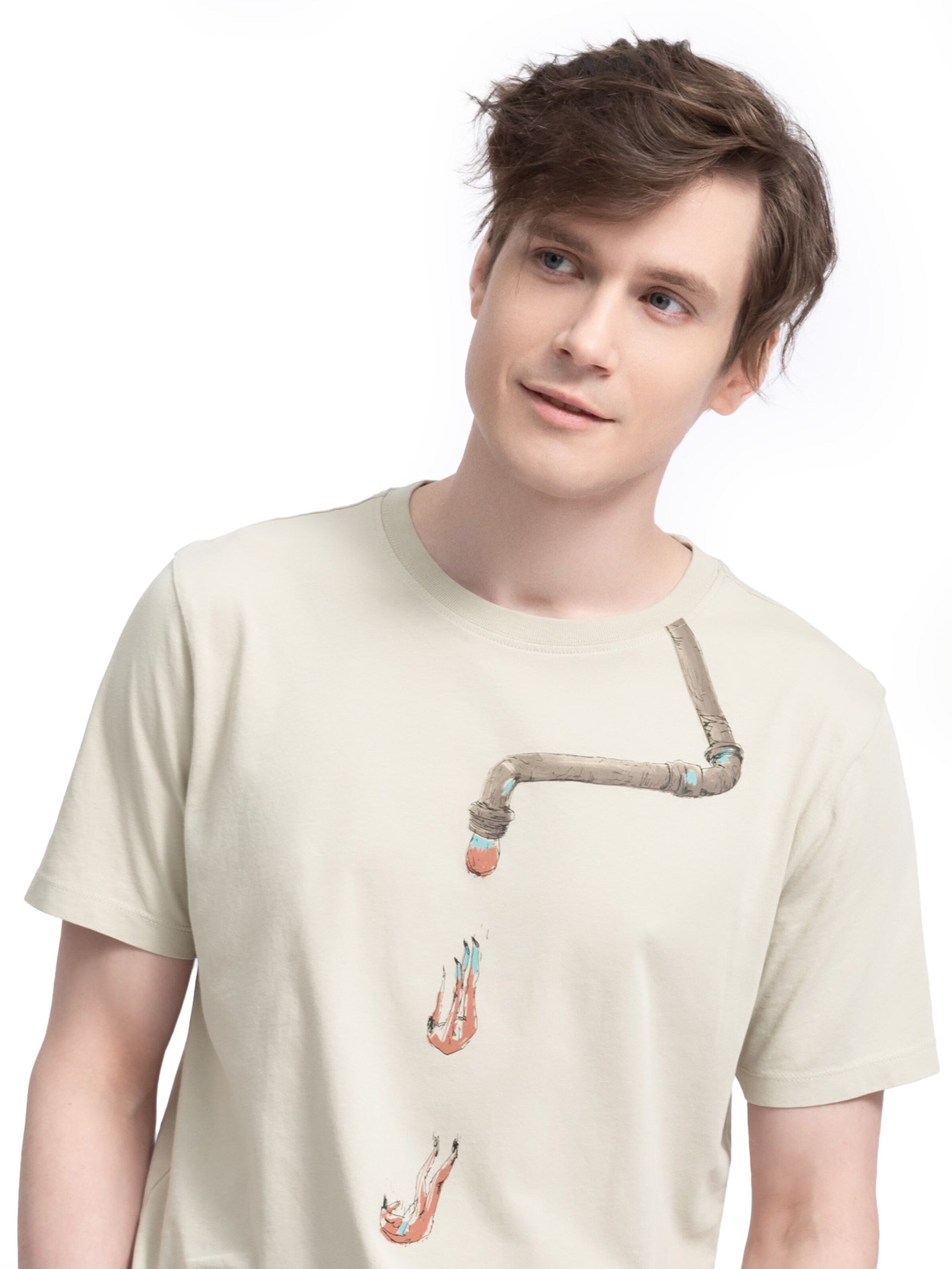 T-Shirt 'Gravity' Kaft en beige