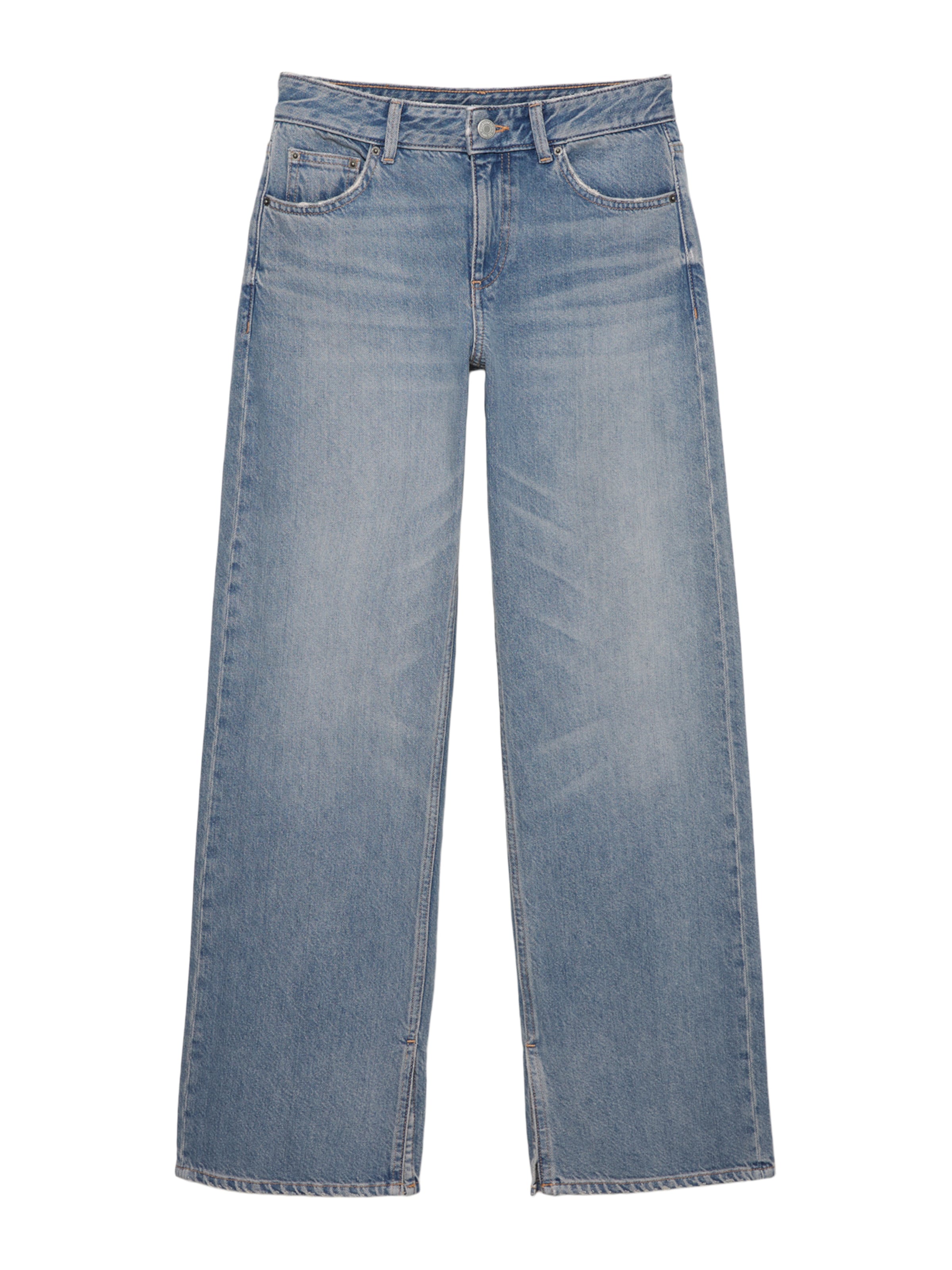 Largi Jeans de la Pull&Bear pe albastru: față