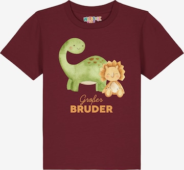 watabout.kids Shirt 'Dinosaurier 06 Großer Bruder' in Red: front