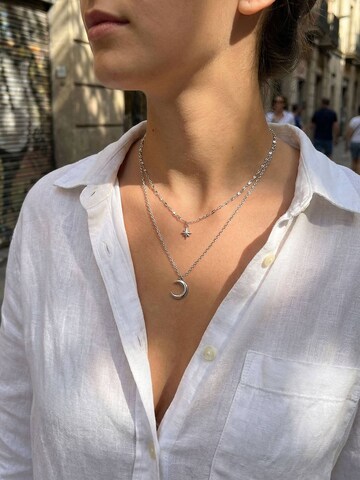 Nemomatheo Necklace 'Nachthimmel – Elegante Schichtkette mit Mond & Stern' in Silver
