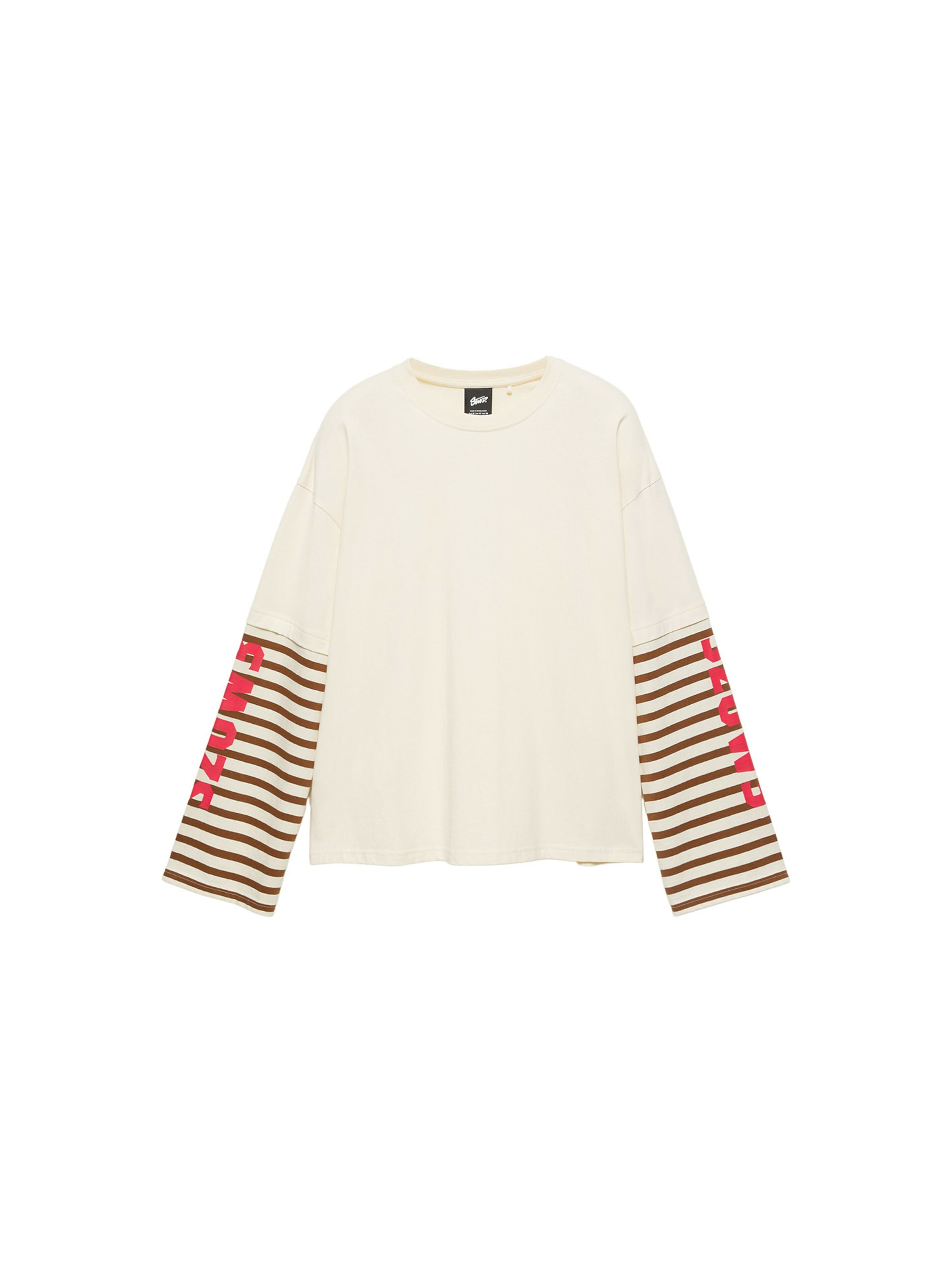 Pull&Bear Tričko ve velikosti XS - tmavě hnědá / světle červená / přírodní bílá, Produkt