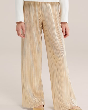 WE Fashion Широкий Штаны в Золотой: спереди