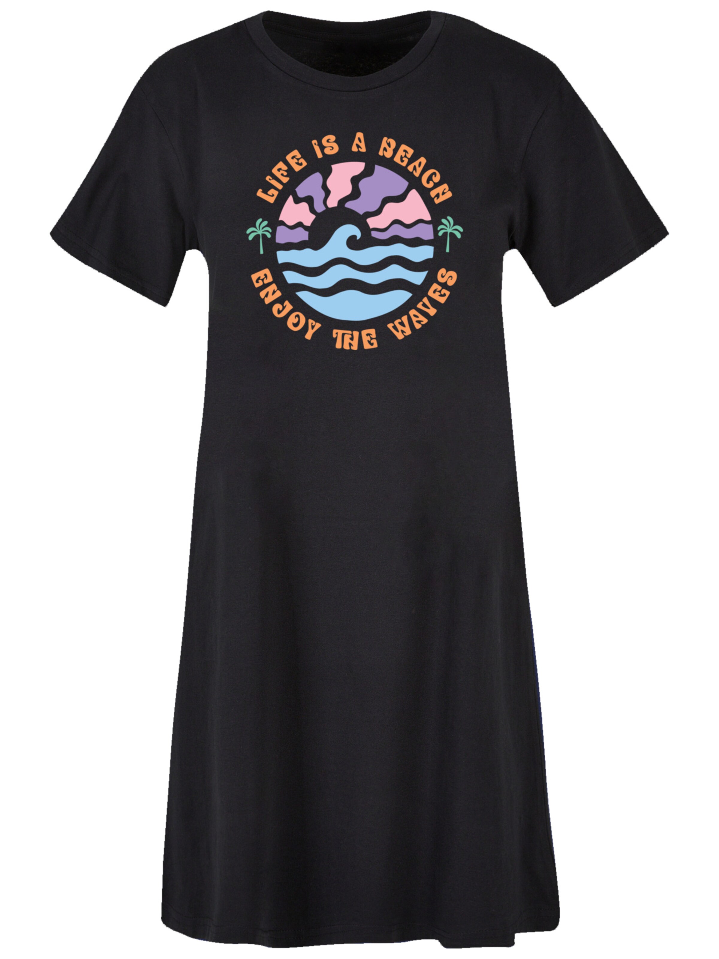 F4NT4STIC Jurk 'Life Is A Beach Enjoy The Waves' in Zwart: voorkant