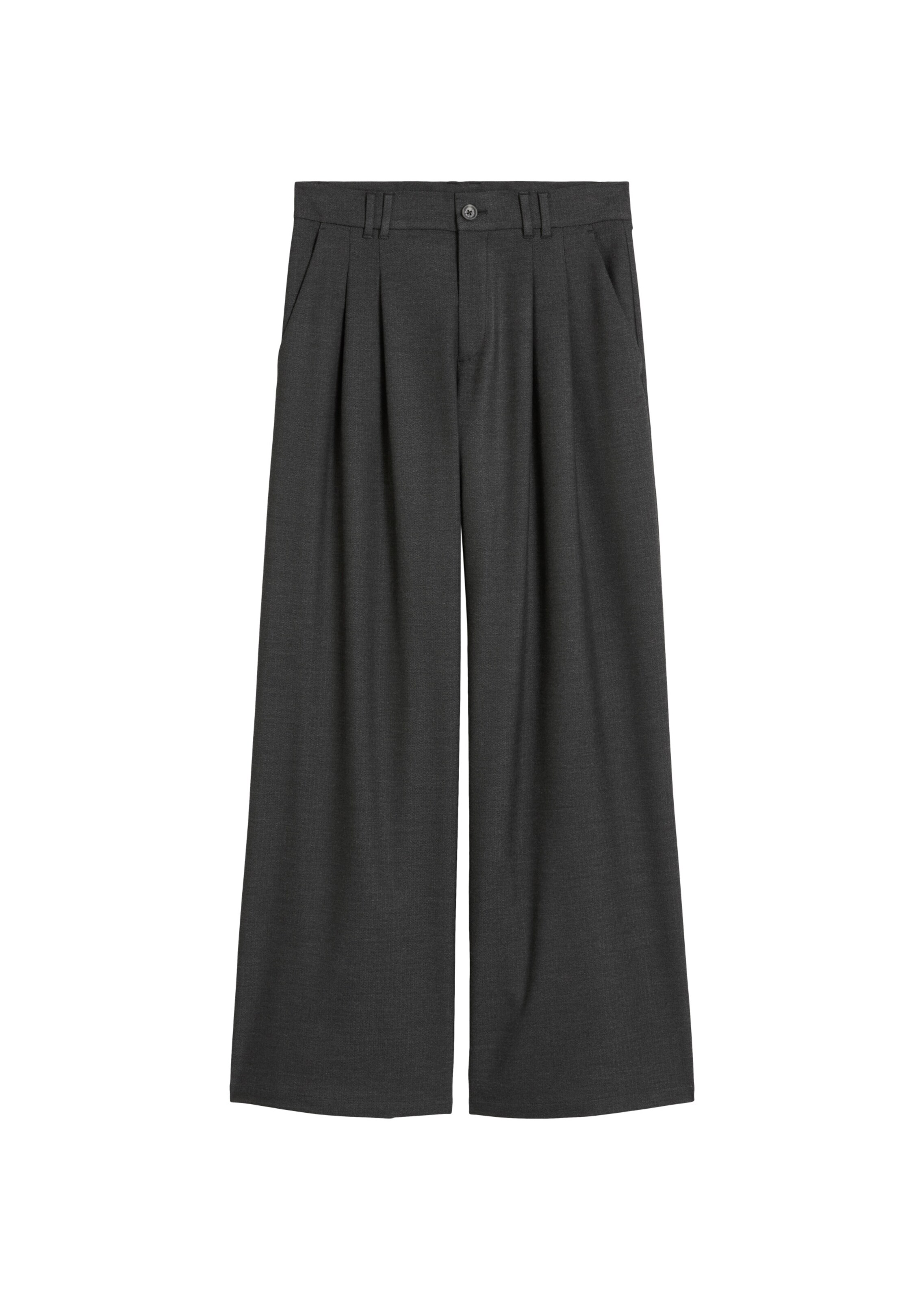 Marc O'Polo DENIM Wide leg Bandplooibroek in Grijs: voorkant