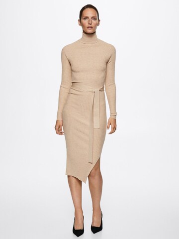 MANGO Knitted dress 'GOLETAC' in Brown