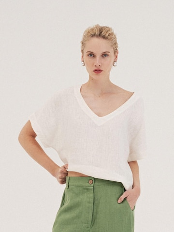 Haut 'Lily' AmourLinen en blanc : devant