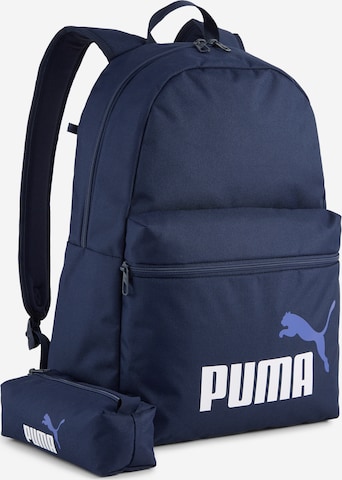 PUMA Set: Rucksack und Mäppchen 'Phase' in Blau: Vorderseite