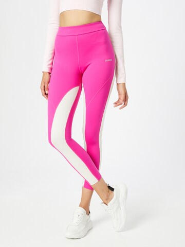 Skinny Pantalon de sport 'AGNES' GUESS en rose : devant