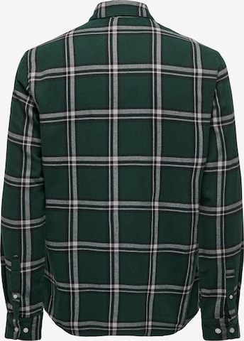 Only & Sons Regular fit Button Up Shirt 'STONE' in Green