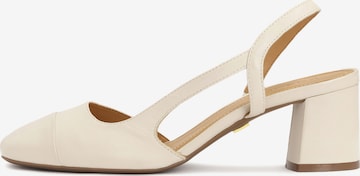 Décolleté sling di Kazar in beige: frontale
