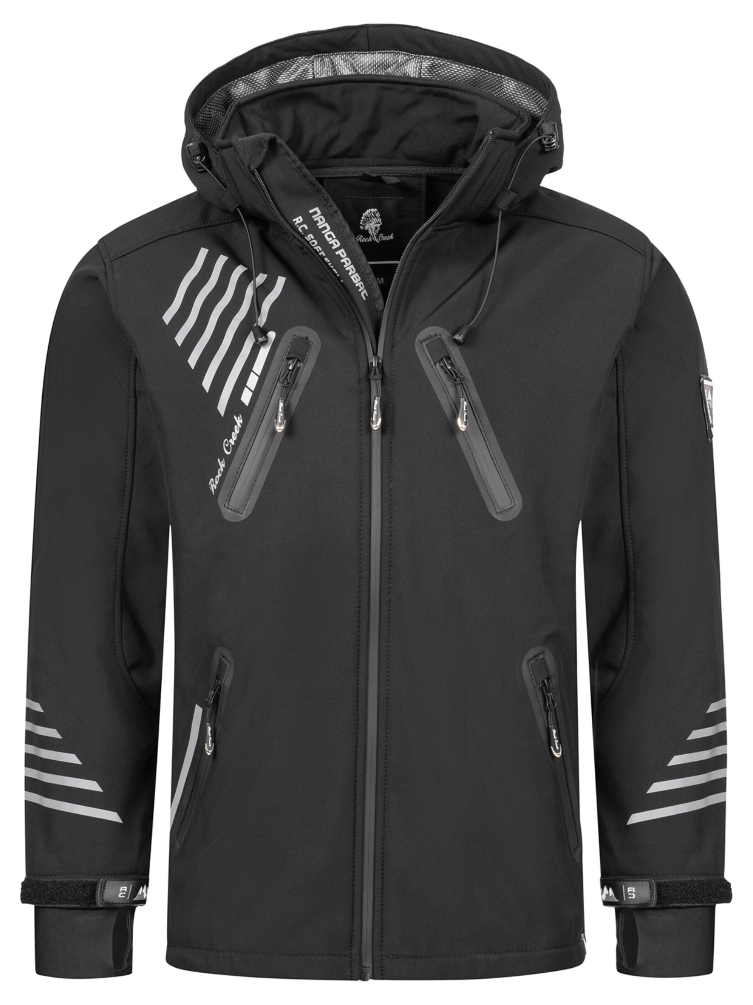 Rock Creek Outdoorjacke in Schwarz: Vorderseite