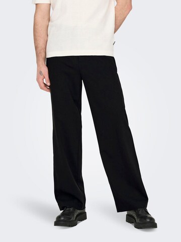 Loosefit Pantaloni chino 'ONSBob-Le' di Only & Sons in nero: frontale