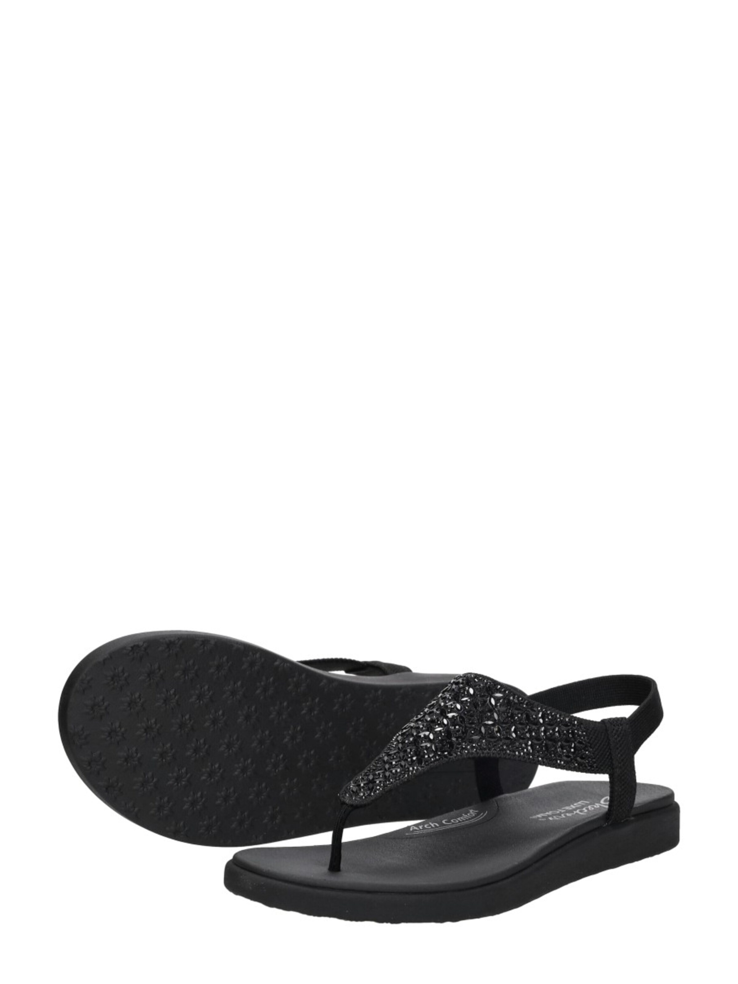 SKECHERS Teenslipper 'Meditation Luxe' in Zwart
