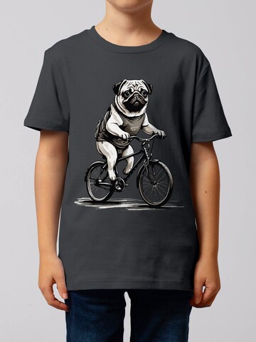 watabout.kids Shirt 'Mops auf Fahrrad' in Grijs: voorkant
