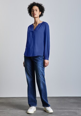 STREET ONE Tunika Bluse in Unifarbe in Blau