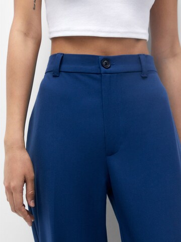 Pull&Bear Wide leg Pleated Pants in Blue