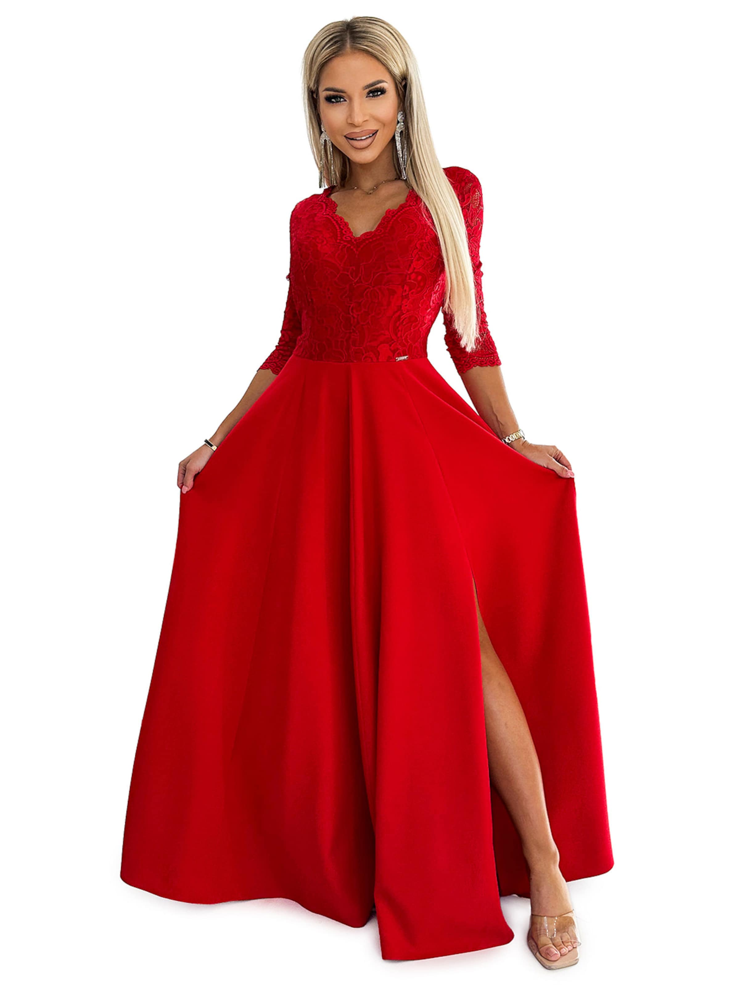 Numoco Abendkleid 'Maxikleid Amber' in feuerrot, Produktansicht