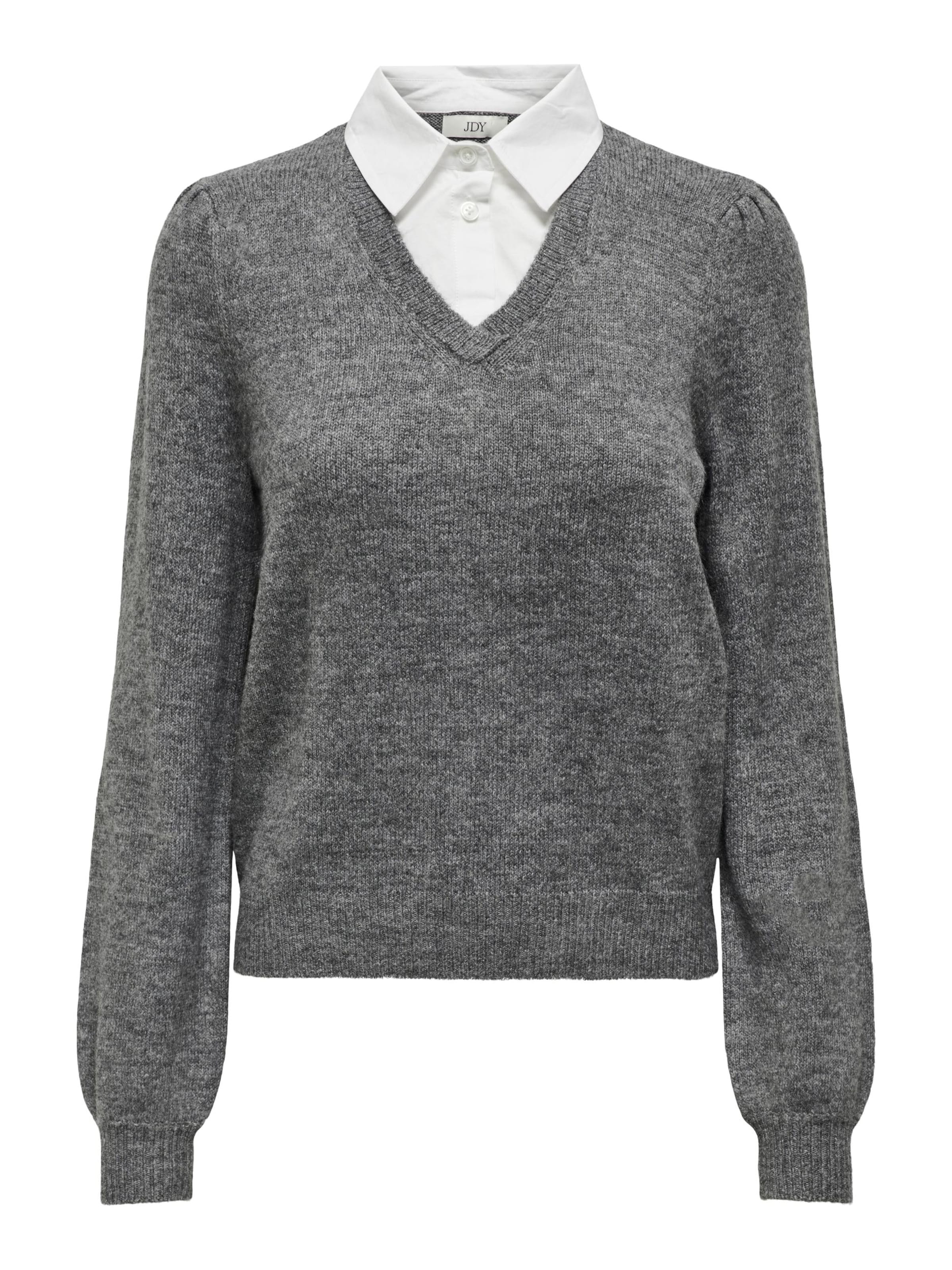 JDY Пуловер 'DREA' в сиво: отпред