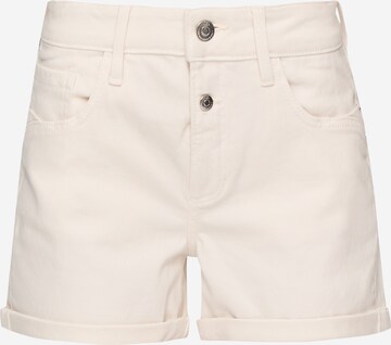 QS Slimfit Bandplooi jeans 'Abby' in Beige: voorkant