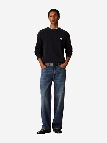 Calvin Klein Jeans Trui 'LS EZ COTTON WAFFLE LV04RD313G' in Zwart